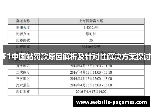 F1中国站罚款原因解析及针对性解决方案探讨
